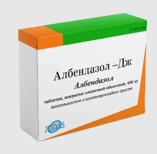 Албендазол-Дж, 400 мг, таблетки, покрытые пленочной оболочкой, 5 шт.