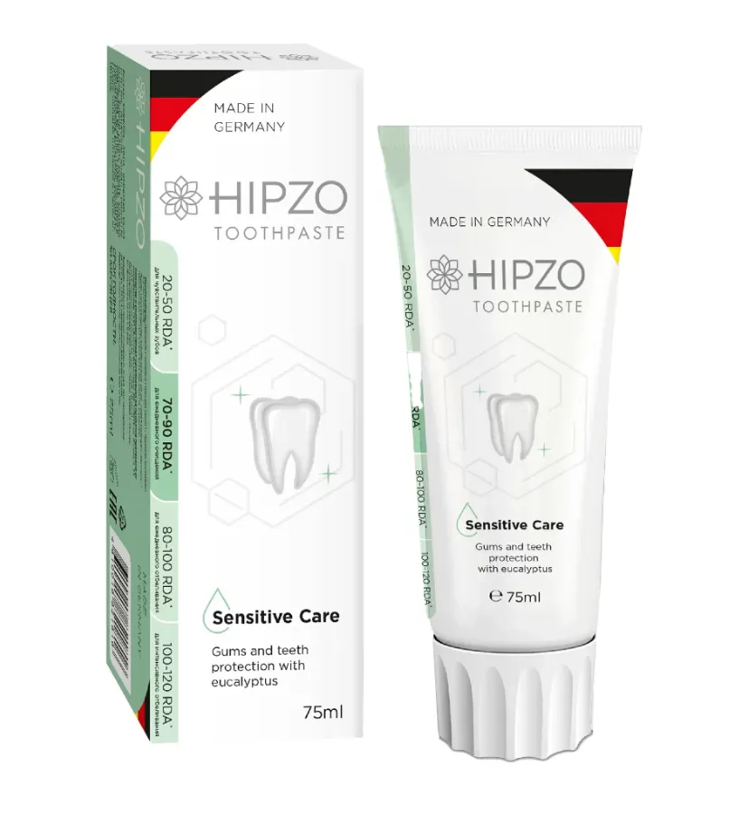 Hipzo Sensitive Care Зубная паста защита десен и зубов, паста, эвкалипт, 75 мл, 1 шт.