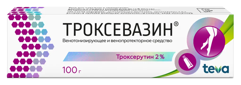 Троксевазин, 2%, гель для наружного применения, 100 г, 1 шт.