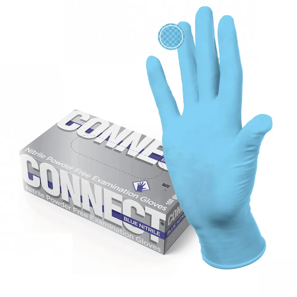 Перчатки смотровые Connect Blue Nitrile нитриловые, L, перчатки неопудренные нестерильные, пара, 50 шт.