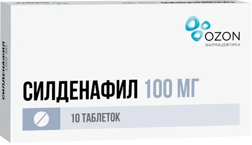 Силденафил, 100 мг, таблетки, покрытые пленочной оболочкой, 10 шт., Озон