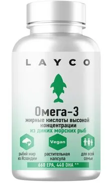 Layco Омега-3 жирные кислоты высокой концентрации, капсулы, растительная капсула, 60 шт.