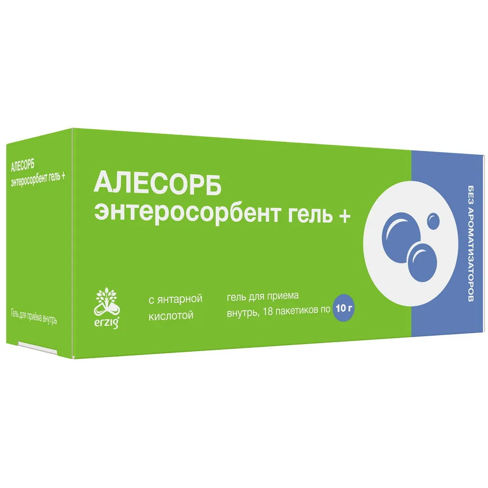 Алесорб Энтеросорбент Гель, гель для приема внутрь, без аромата, 10 г, 18 шт.