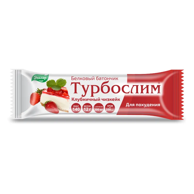 Турбослим батончик для похудения Клубничный чизкейк, батончик, 50 г, 1 шт.