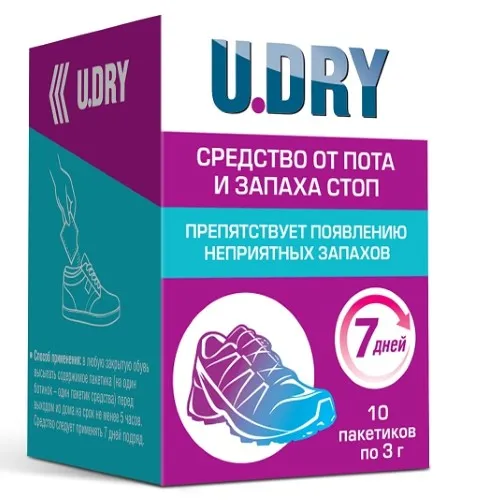 U Dry Дезодорант для ног, порошок, 3 г, 10 шт.