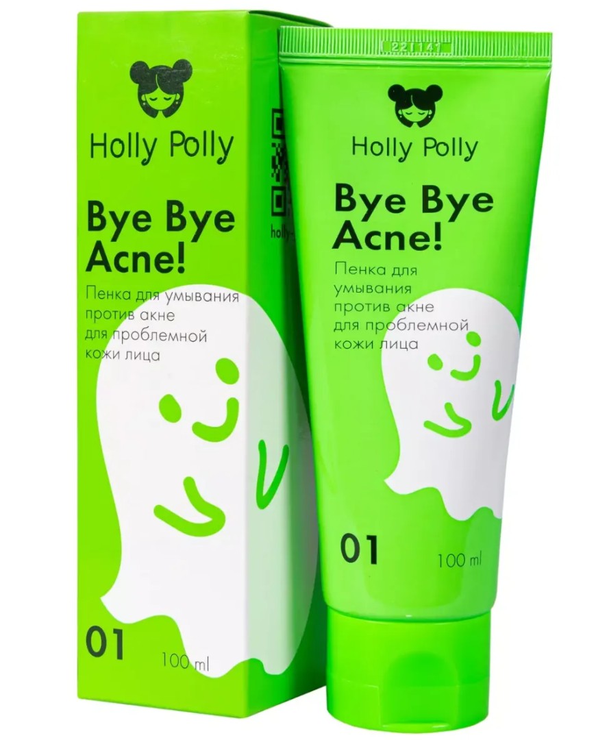 Holly Polly Пенка для умывания лица Bye Bye Acne!, пенка, против акне и воспалений, 100 мл, 1 шт.