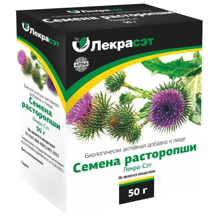 Семена расторопши Лекра-СЭТ, сырье растительное цельное, 50 г, 1 шт.