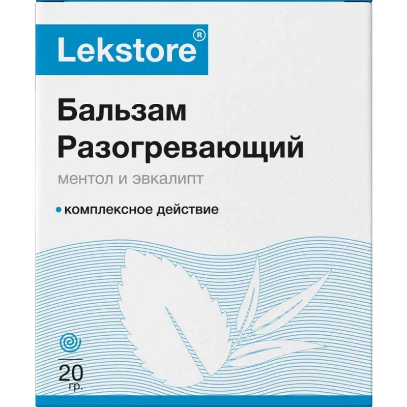 Lekstore Бальзам для тела с разогревающим эффектом, Ментол-Эвкалипт, 20 г, 1 шт.