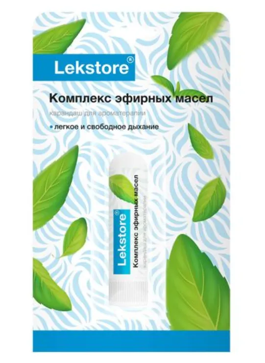 Lekstore Карандаш для ароматерапии, с комплексом эфирных масел, 1.3 г, 1 шт.