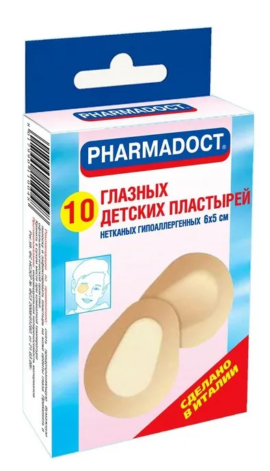 Pharmadoct Пластырь глазной детский, 6х5см, пластырь, 10 шт.