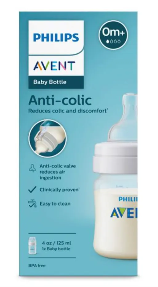 Philips Avent Anti-colic Бутылочка с силиконовой соской, 0+, SCY100/01, бутылочка для кормления, 125 мл, 1 шт.