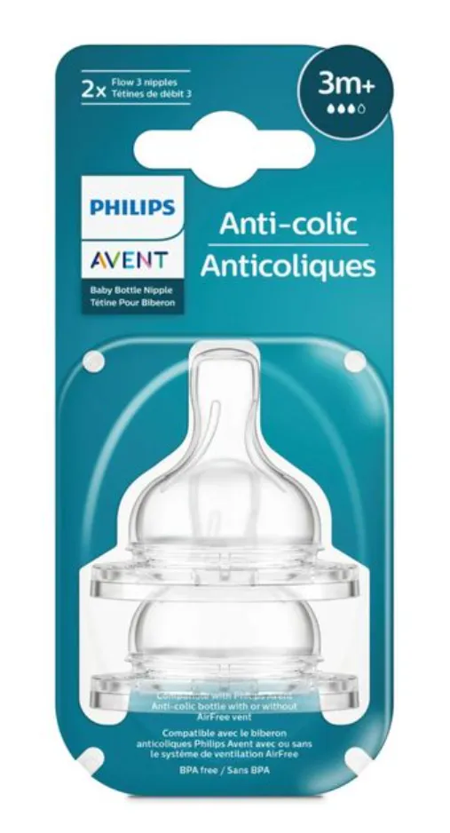 Philips Avent Anti-colic Соска силиконовая, SCY763/02, для детей с 3 месяцев, средний поток, 2 шт.