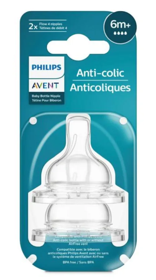 Philips Avent Anti-colic Соска силиконовая, SCY764/02, для детей с 6 месяцев, быстрый поток, 2 шт.