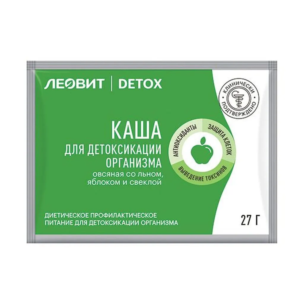 Леовит Detox Каша овсяная со льном, каша, яблоко и свекла, 27 г, 1 шт.