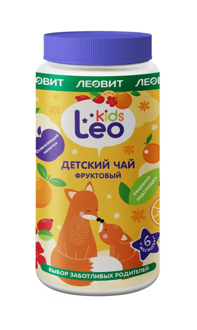 Леовит Leo Kids Детский чай фруктовый, для детей с 6 месяцев, чай, гранулированный, 200 г, 1 шт.