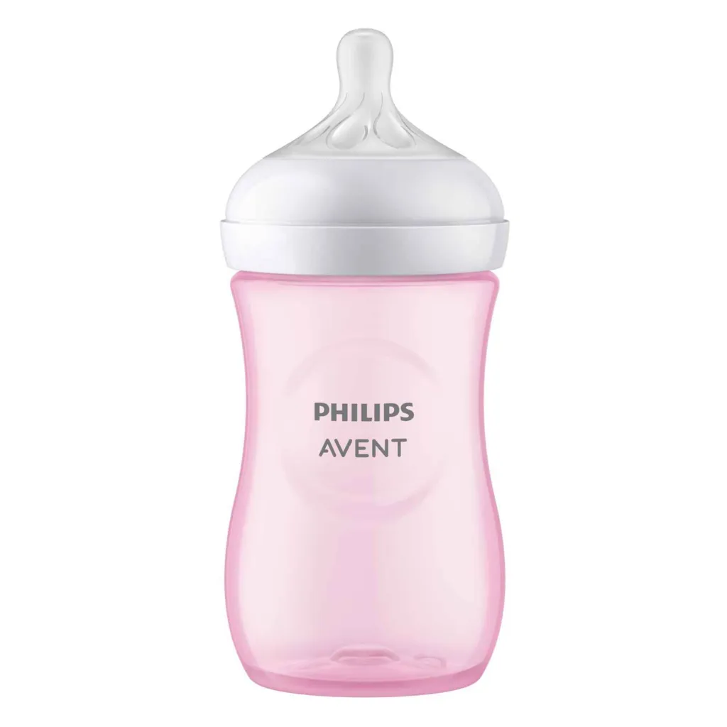 Philips Avent Бутылочка с силиконовой соской Natural Response 1m+ розовая, арт. SCY903/11, бутылочка для кормления, средний поток, 260 мл, 1 шт.