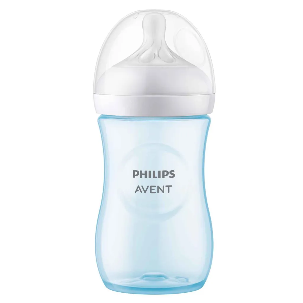 Philips Avent Бутылочка с силиконовой соской Natural Response 1m+ голубая, арт. SCY903/21, бутылочка для кормления, средний поток, 260 мл, 1 шт.