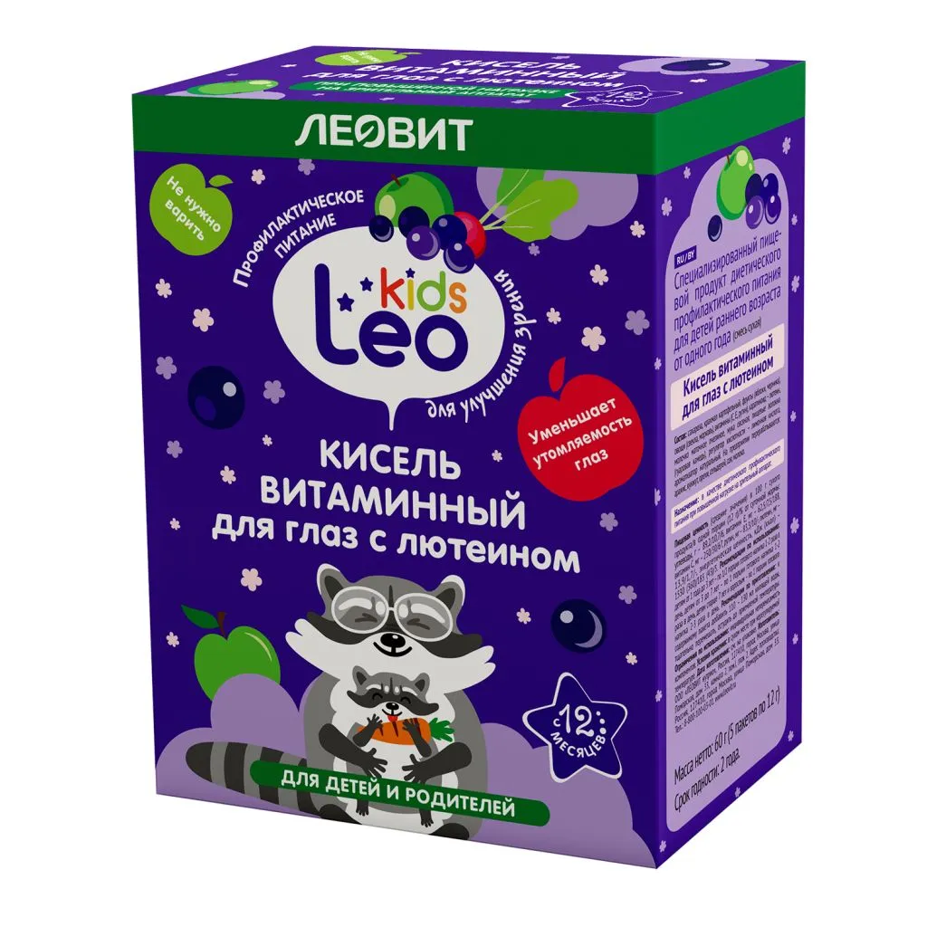 Леовит Leo Kids Кисель для глаз с лютеином, порошок, 12 г, 5 шт.