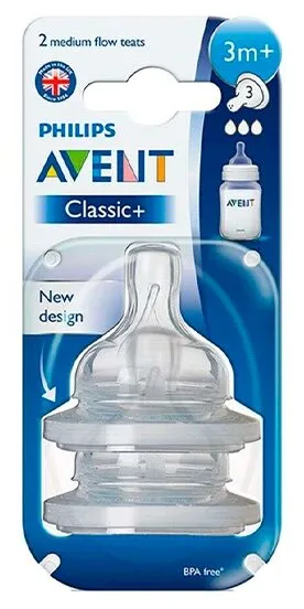 Philips Avent Classic Соска средний поток, арт. SCF633/27 с 3 месяцев, соска молочная, из силикона (силиконовый), 2 шт.