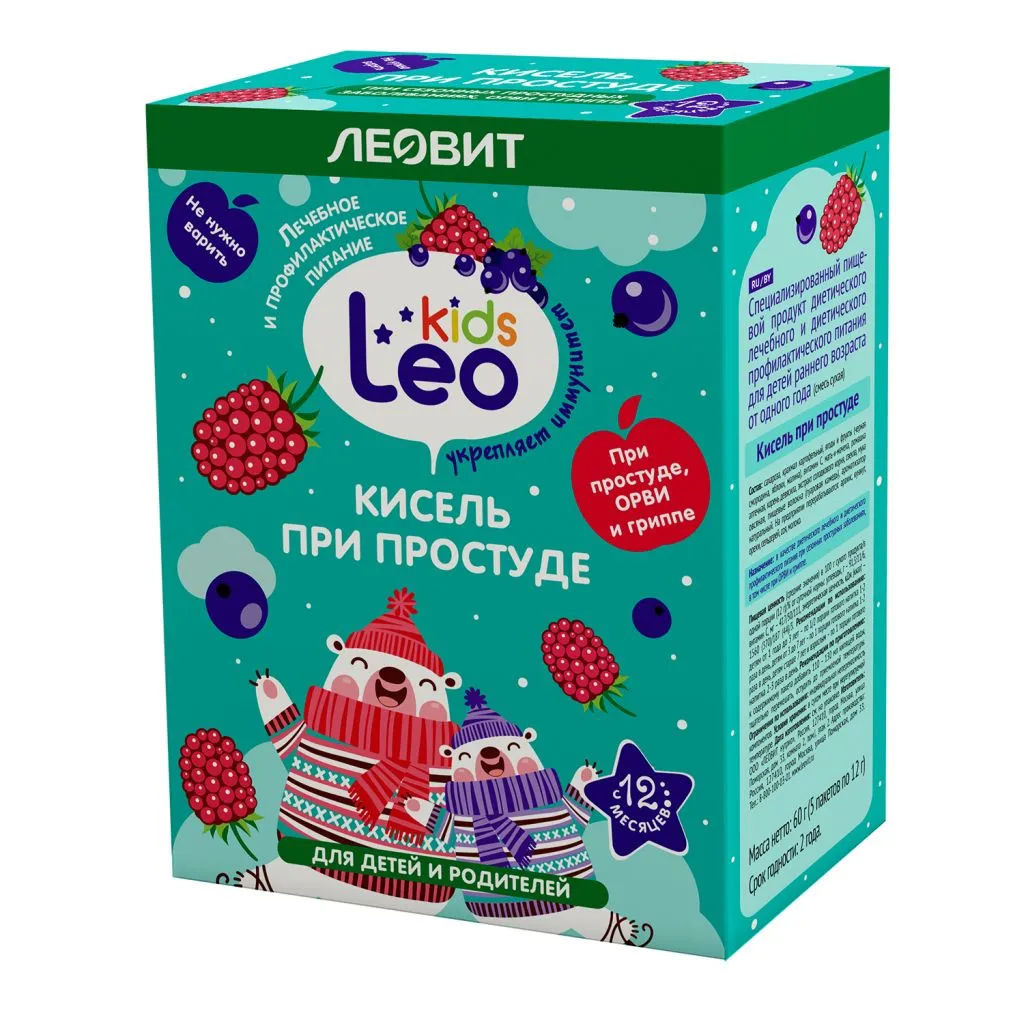 Леовит Leo Kids Кисель при простуде, порошок, 12 г, 5 шт.