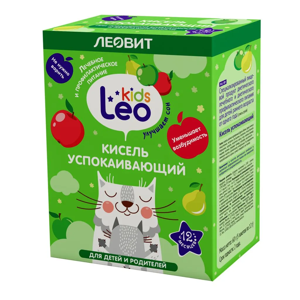 Леовит Leo Kids Кисель успокаивающий, порошок, 12 г, 5 шт.