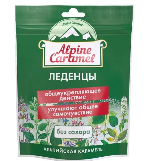 Alpine Caramel Леденцы без сахара, 75 г, 1 шт.