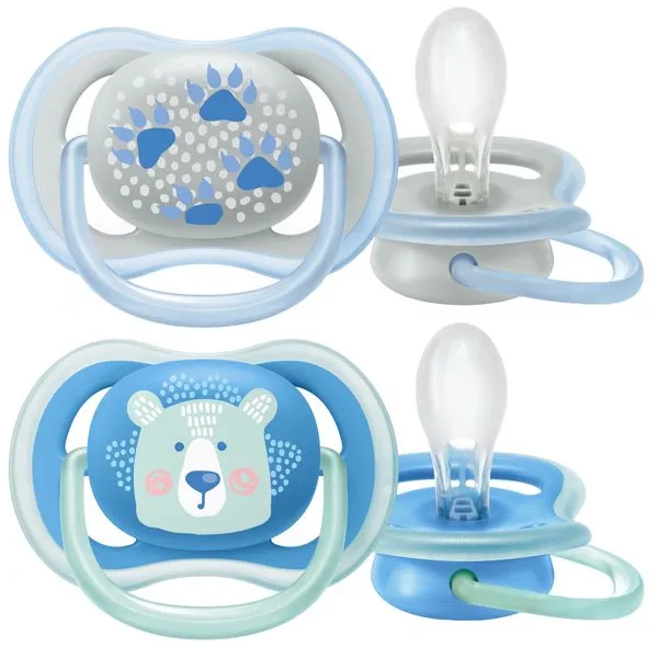 Philips Avent Ultra Air Соска-пустышка, SCF085/03, 6-18 мес, силиконовая ортодонтическая с футляром, 2 шт.