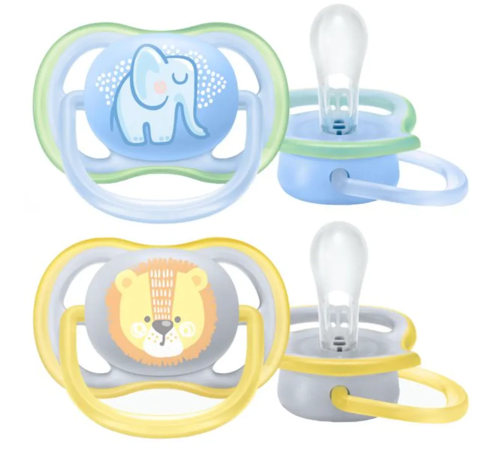 Philips Avent Ultra Air Соска-пустышка, 0-6 месяцев, SCF085/01, соска-пустышка, силиконовая ортодонтическая с футляром, 2 шт.