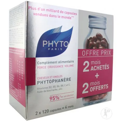 Phytosolba Phytophanere Набор БАД для волос и ногтей, капсулы, набор капсул 120х2, 1 шт.