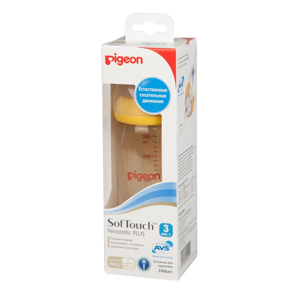 Pigeon бутылочка SofTouch Peristaltic Plus PPSU Пластиковая, 240 мл, 1 шт.