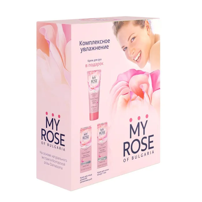 MyRose of Bulgaria Набор Комплексное увлажнение, набор, крем для лица50мл+крем для глаз20мл+крем для рук75мл, 1 шт.