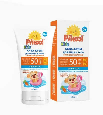 Pikool Аква-крем для детей Солнцезащитный, SPF50, крем, для детей с рождения, 150 мл, 1 шт.