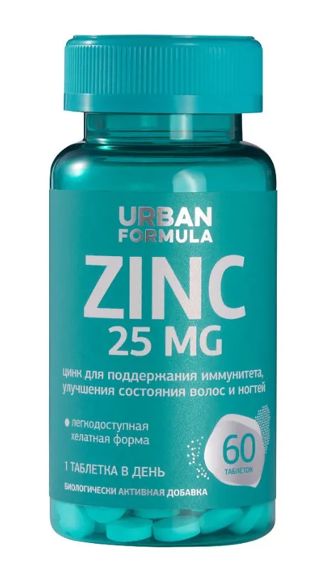 Urban Formula Zinc Цинк хелат, таблетки, 60 шт.