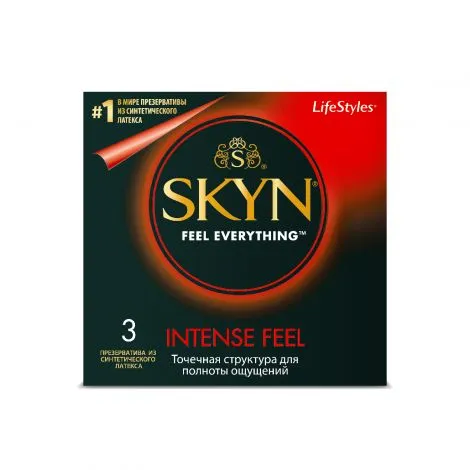 Skyn Intense Feel Презервативы точечная структура, презерватив, синтетический латекс, 3 шт.