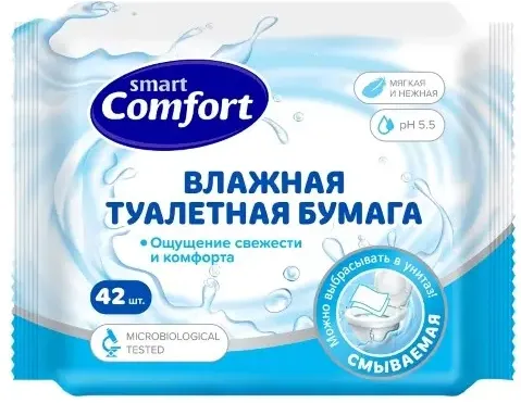 Smart comfort туалетная бумага влажная, 42 шт.