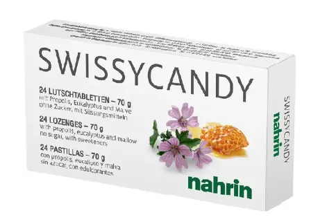 Nahrin Swissycandy Леденцы для горла, леденцы, с прополисом, 24 шт.