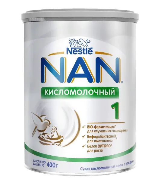 NAN 1 Кисломолочный, для детей с рождения, смесь кисломолочная сухая, с пробиотиками, 400 г, 1 шт.