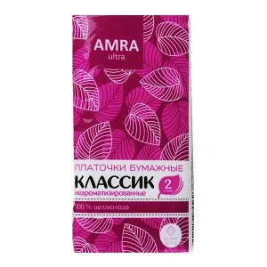 Amra Платочки бумажные двухслойные, без ароматизатора, 10 шт.