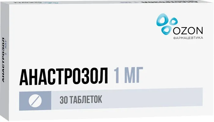 Анастрозол, 1 мг, таблетки, покрытые пленочной оболочкой, 30 шт., Озон