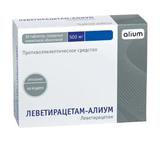 Леветирацетам-Алиум, 500 мг, таблетки, покрытые пленочной оболочкой, 30 шт.