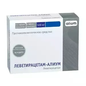 Леветирацетам-Алиум, 500 мг, таблетки, покрытые пленочной оболочкой, 60 шт.