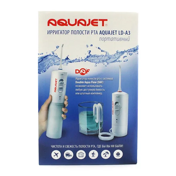 Aquajet LD-А3 Ирригатор полости рта, 2 насадки, цвет в ассортименте, 1 шт.