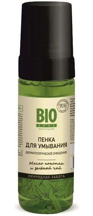 Biozone Пенка для умывания, пенка, с маслом конопли и зеленым чаем, 150 мл, 1 шт.