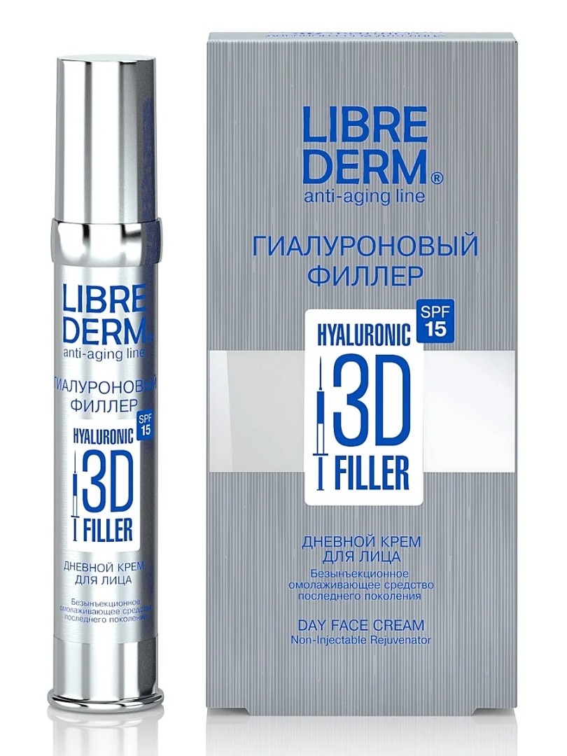 Librederm 3D Гиалуроновый филлер Дневной крем для лица SPF 15, крем для лица, 30 мл, 1 шт.