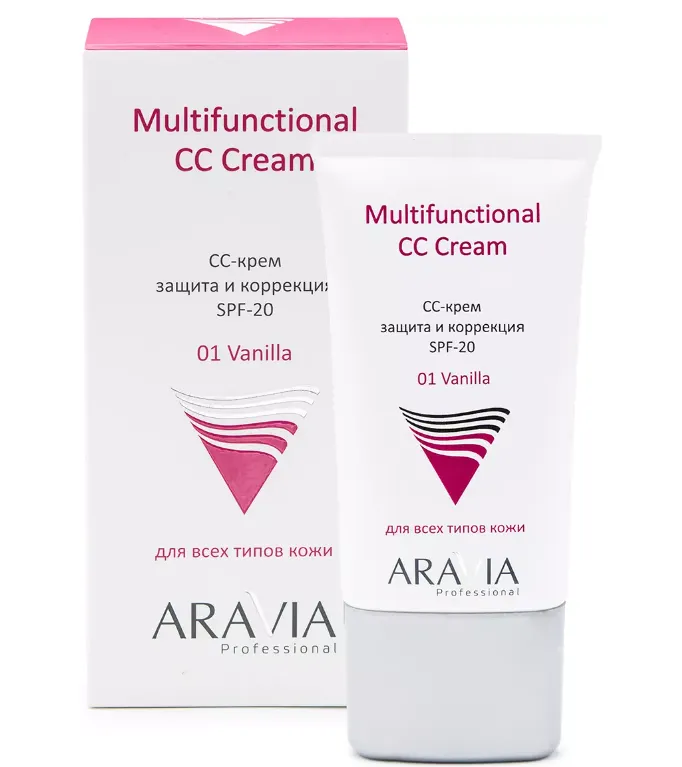 Aravia professional Multifunctional CC-Крем для лица защитный, тон 1, SPF20, крем для лица, 50 мл, 1 шт.