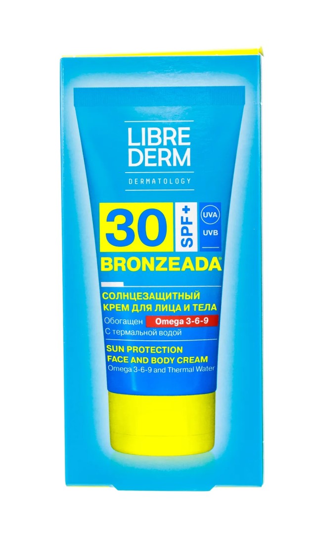 Librederm Bronzeada Крем солнцезащитный с омега 3-6-9 и термальной водой SPF30, 150 мл, 1 шт.