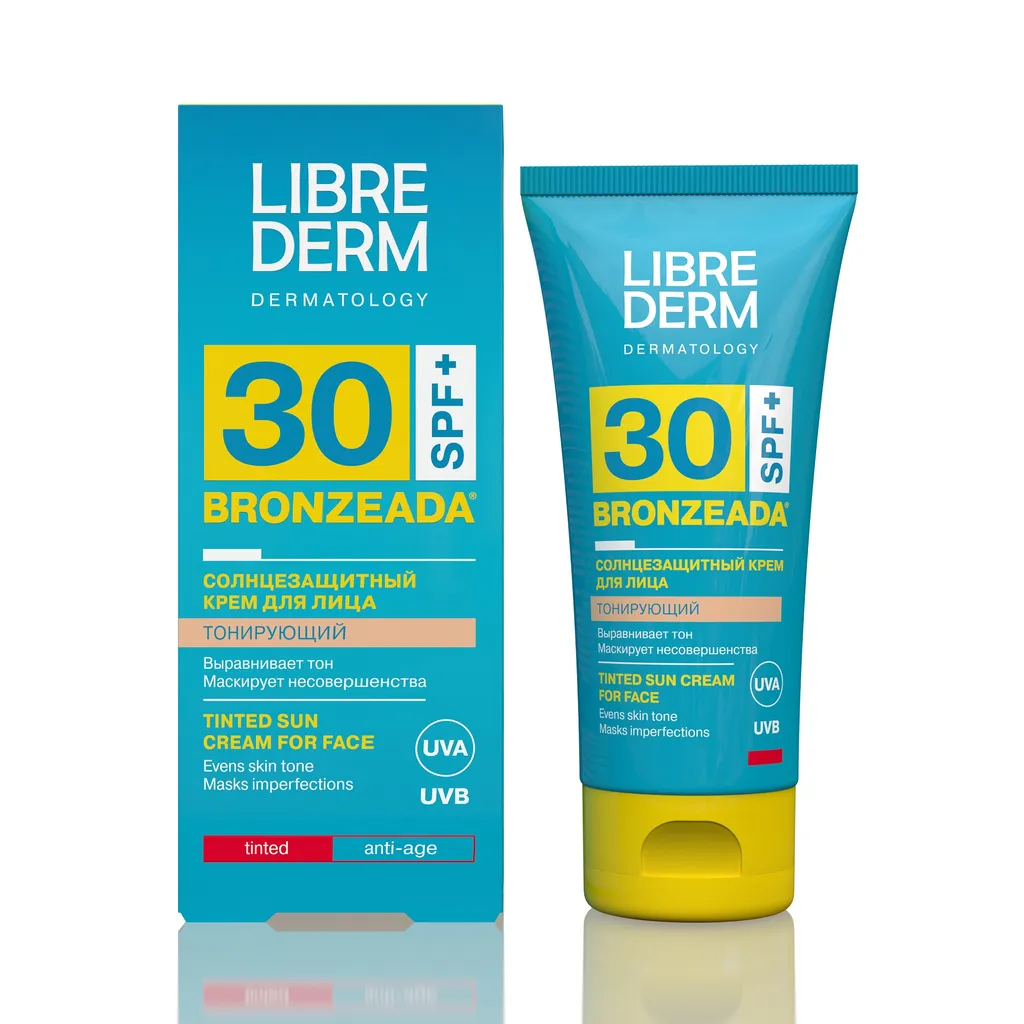 Librederm Bronzeada Солнцезащитный крем для лица тонирующий, SPF30, 50 мл, 1 шт.