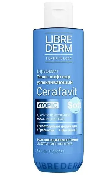 Librederm Cerafavit Тоник-софтнер для кожи лица и глаз, тоник для лица, успокаивающий, 200 мл, 1 шт.