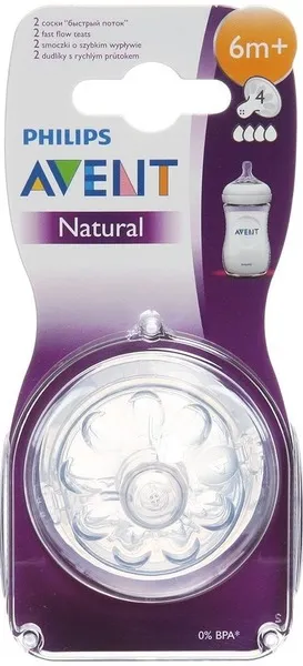 Соски Philips Avent Natural быстрый поток, 2 шт.