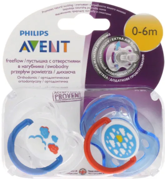 Соски-пустышки Philips Avent Дизайн, (86128) SCF172/18, 0-6 мес., из силикона (силиконовый), 2 шт.